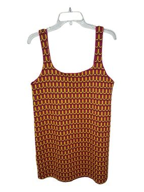 Zara Red/Orange Retro Pattern Sleeveless Mod Mini Dress. Size Medium.